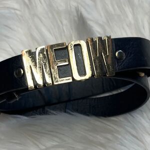 Deena & Ozzy MEOW Fashion Belt Black and Gold Small